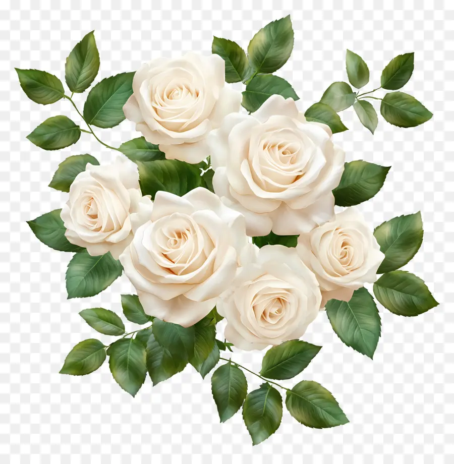 Bouquet De Mariage，Roses Blanches PNG