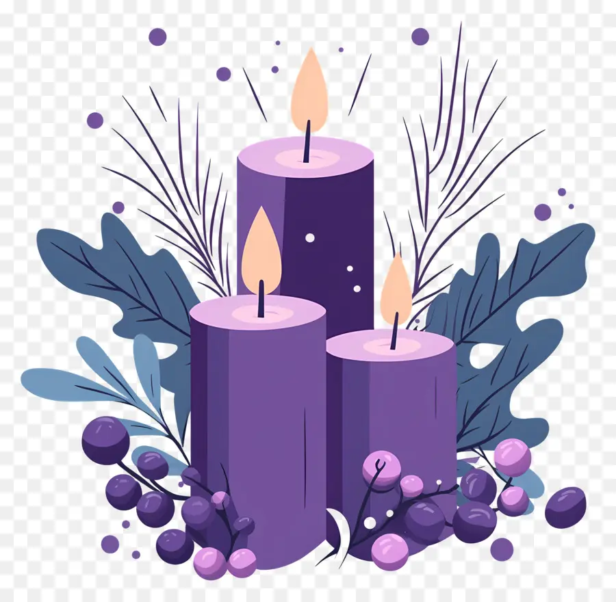 Bougies De L'avent，Bougies Violettes PNG