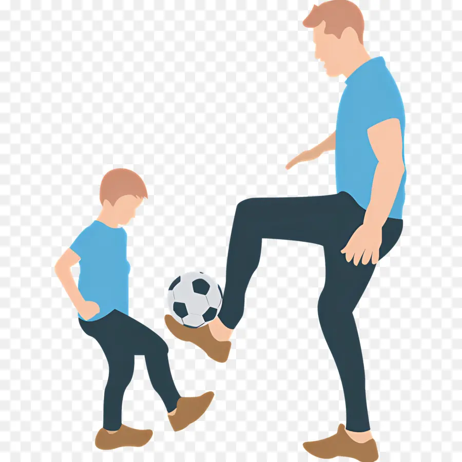 Père Et Fils，Père Et Fils Jouant Au Football PNG