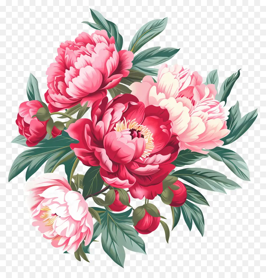 Bouquet De Pivoines，Pivoines Blanches PNG