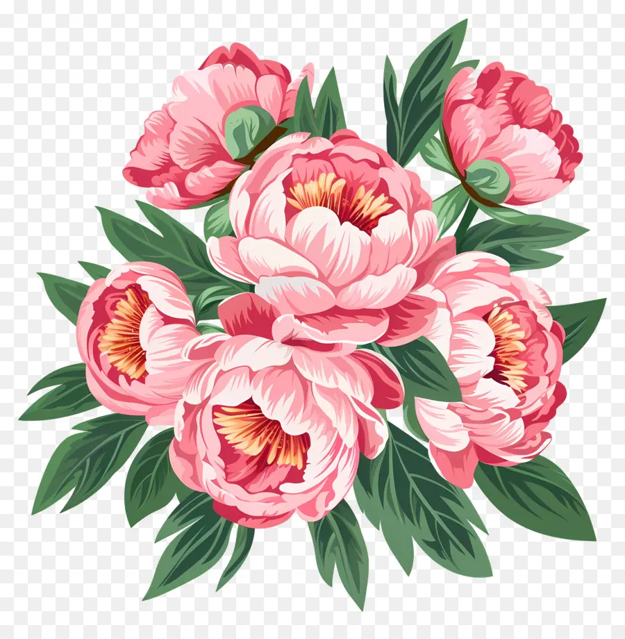 Bouquet De Pivoines，Fleurs Roses PNG