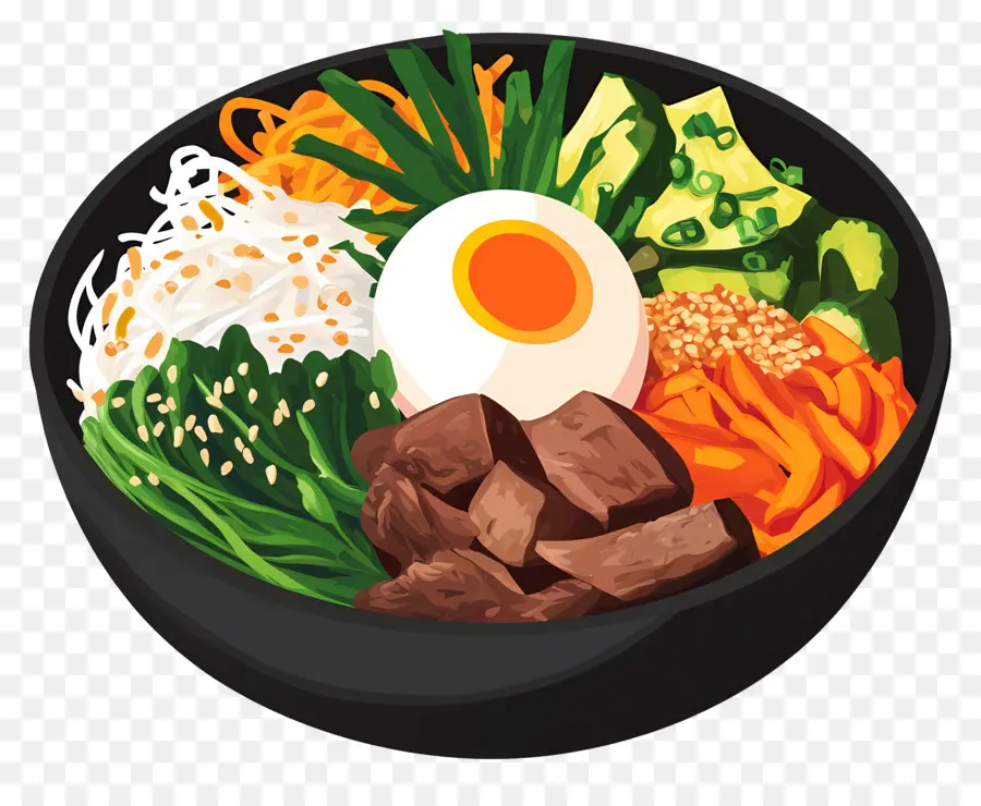 Bibimbap Coréen，Bol De Nourriture PNG