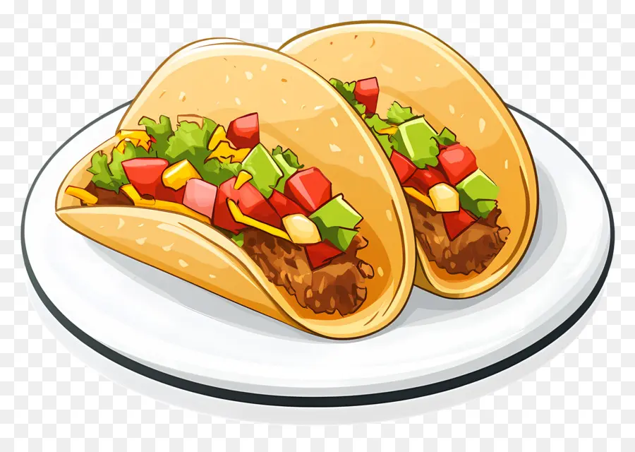 Tacos Sur Assiette，Tacos PNG