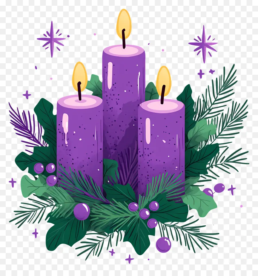 Bougies De L'avent，Bougies Violettes PNG