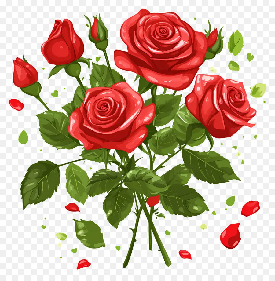 Bouquet De Roses，Roses Rouges PNG