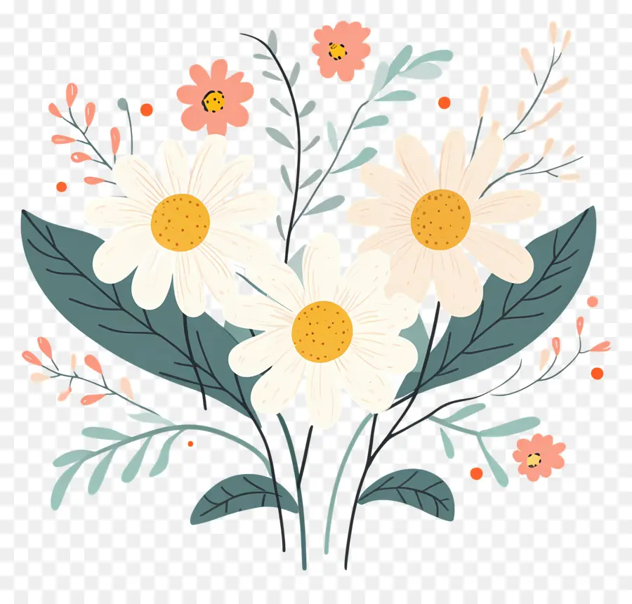 Bouquet De Marguerites，Fleurs PNG