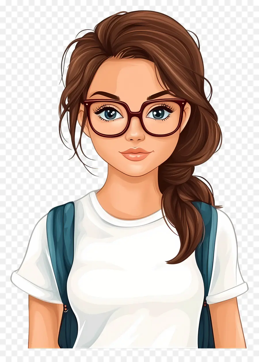 Fille étudiante，Fille Avec Des Lunettes PNG