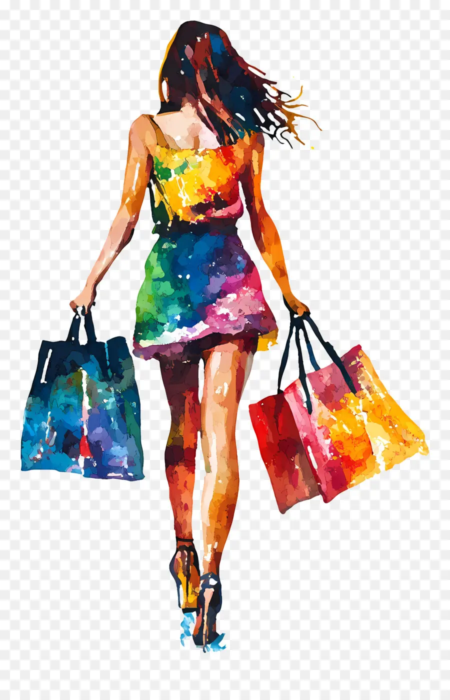 Fille Commerçante，Femme Shopping PNG