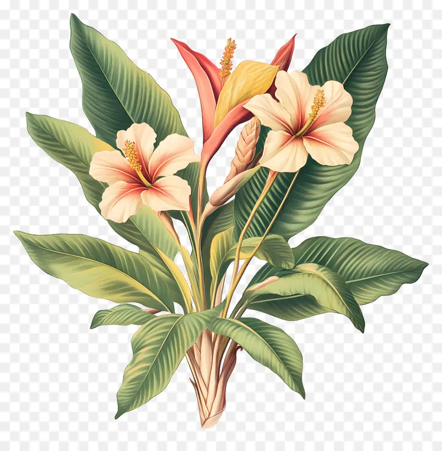 Fleur Tropicale，Feuilles PNG