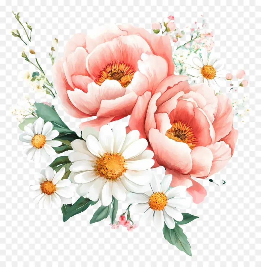 Bouquet Rose，Pivoines PNG