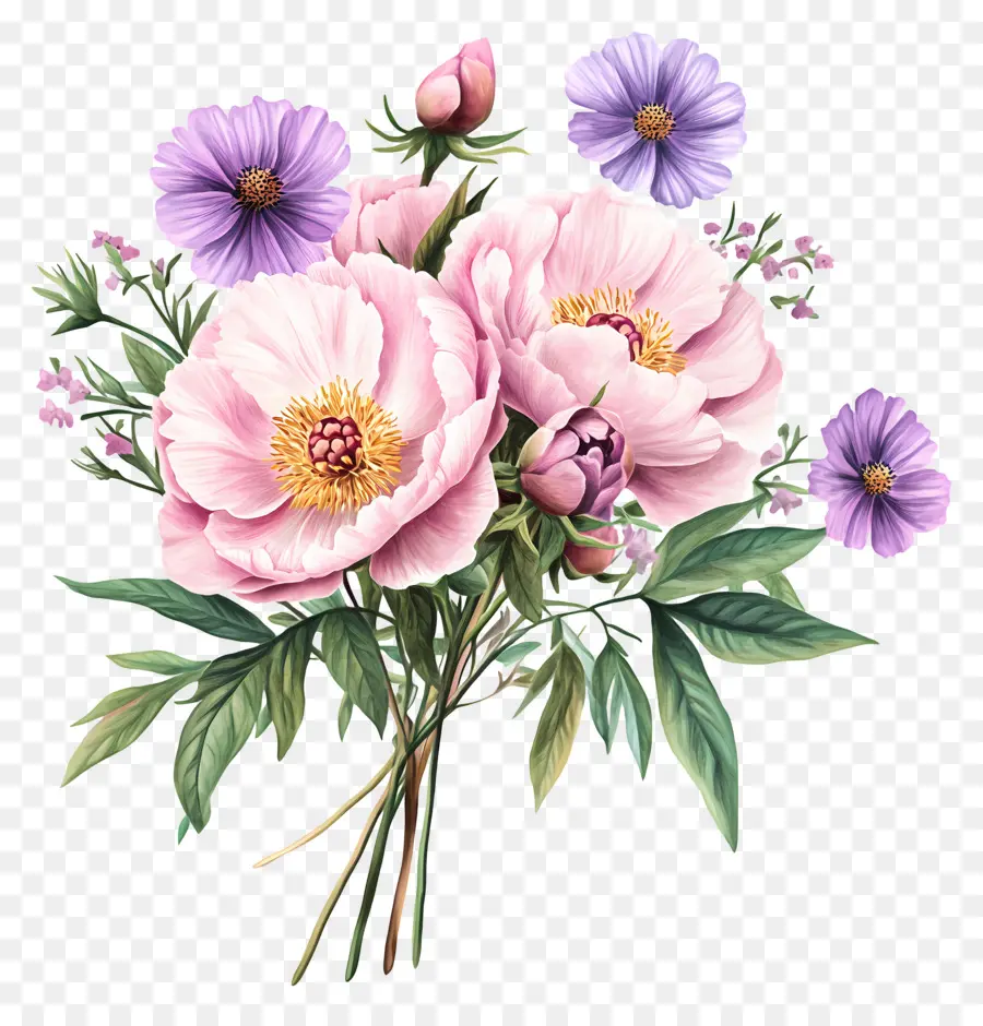 Bouquet Rose，Fleurs Roses PNG