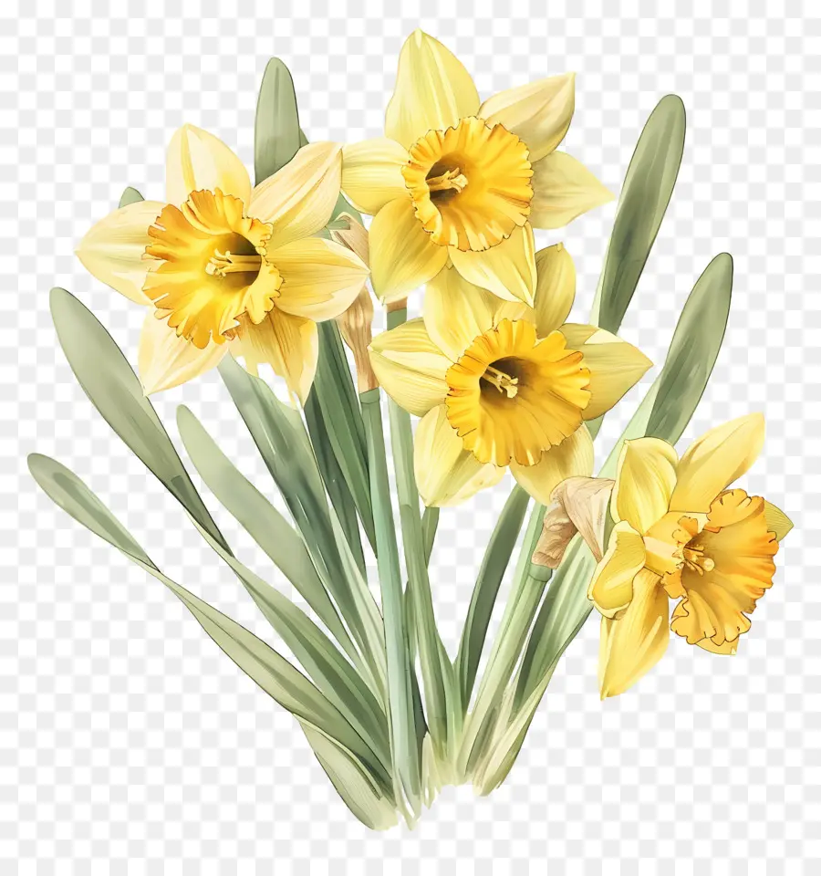 Bouquet De Jonquilles Jaunes，Jonquilles PNG