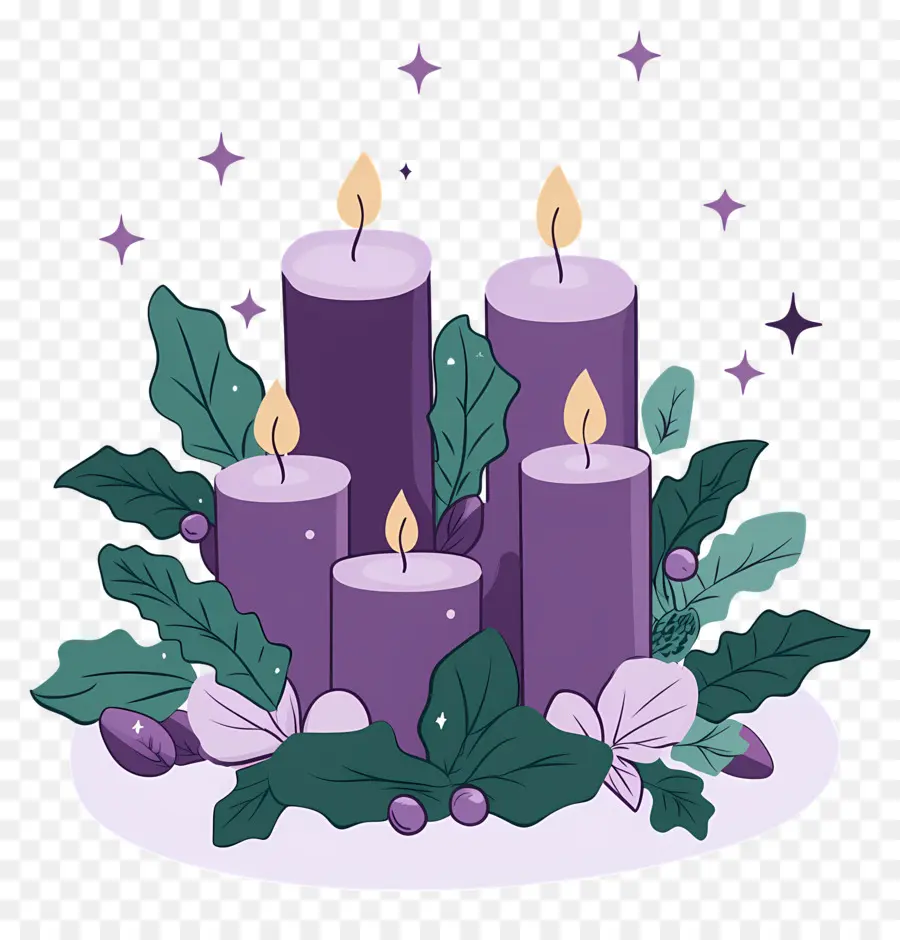 Bougies De L'avent，Bougies Violettes PNG