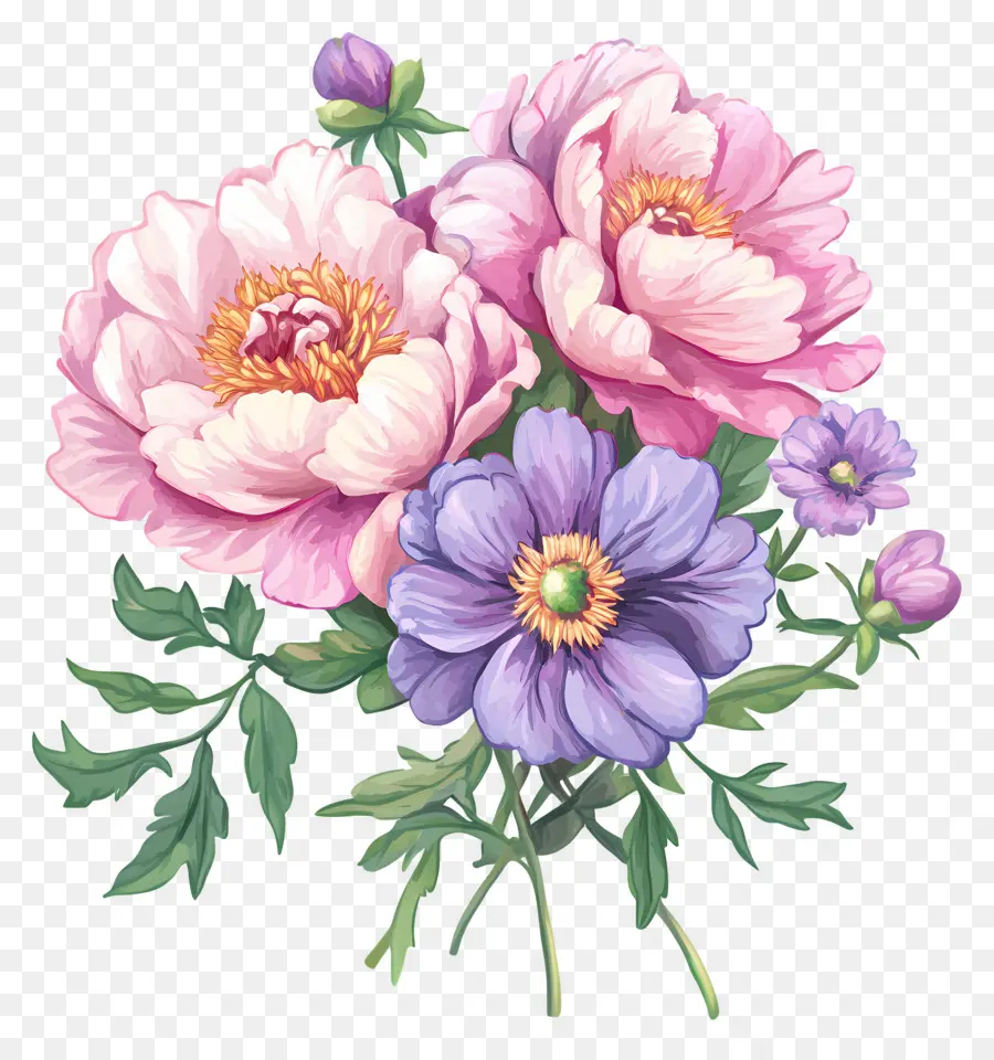 Bouquet Rose，Fleurs Roses PNG