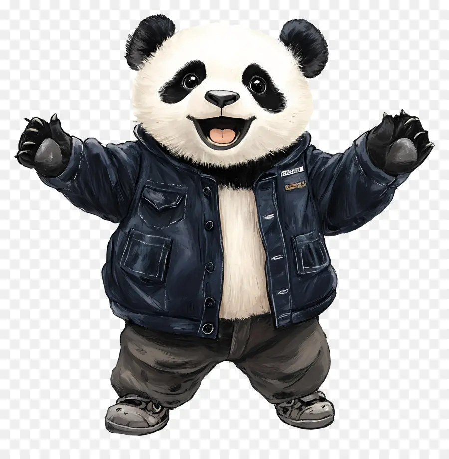 Ours Panda，Panda En Veste PNG