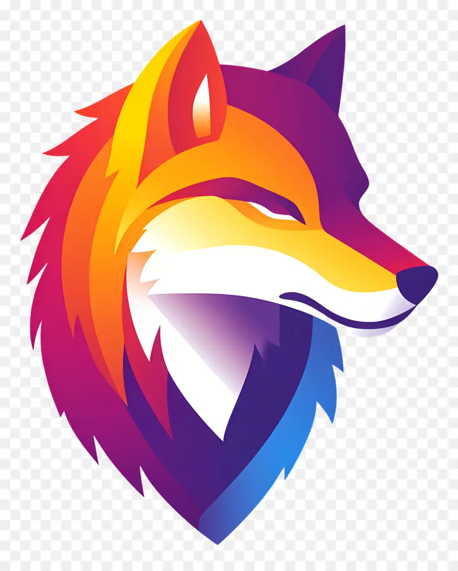 Loup Cool，Tête De Loup Colorée PNG