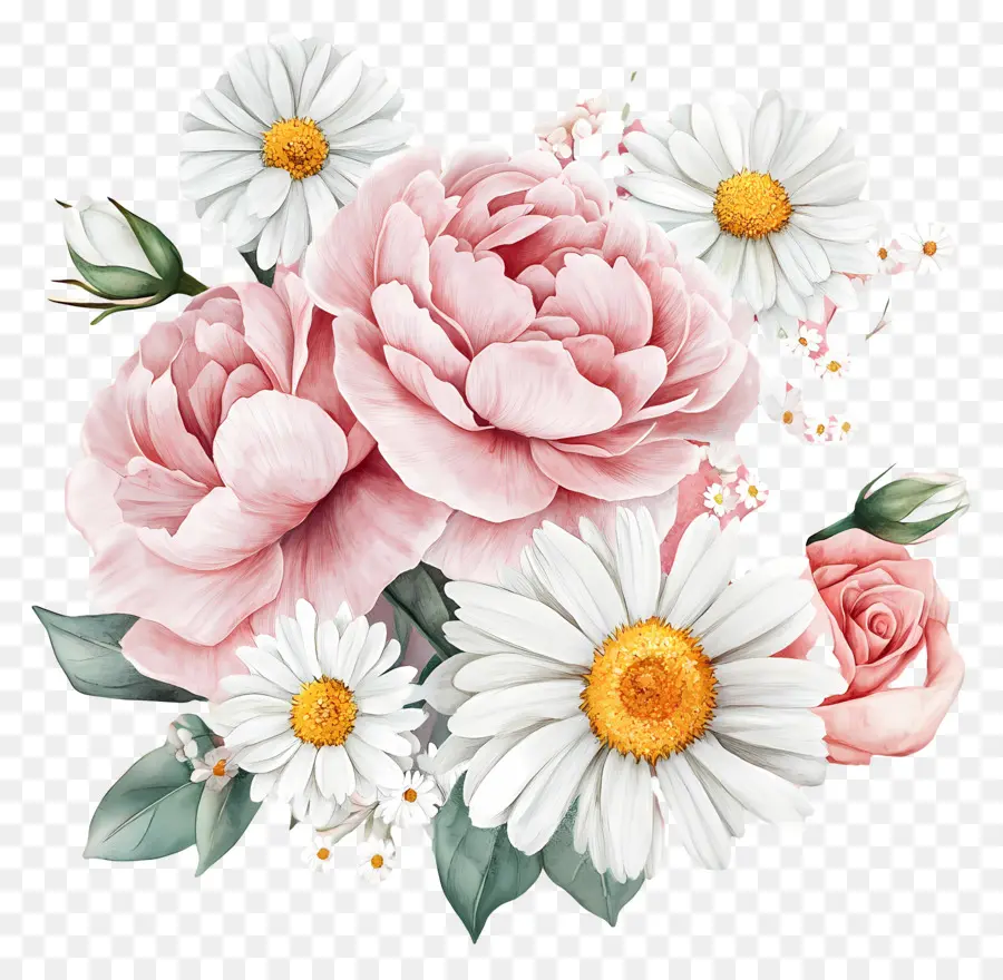 Bouquet Rose，Pivoines PNG