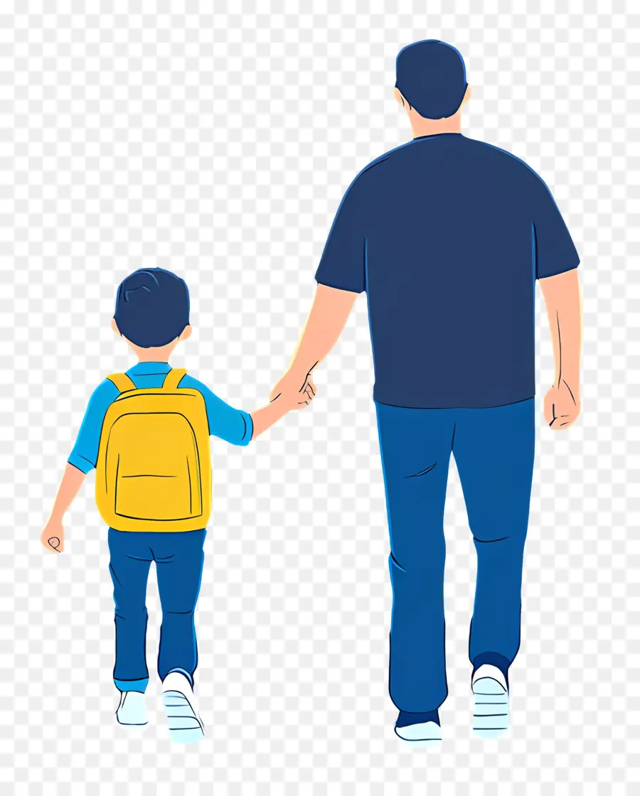 Aller à L'école Avec Papa，Père Et Fils PNG