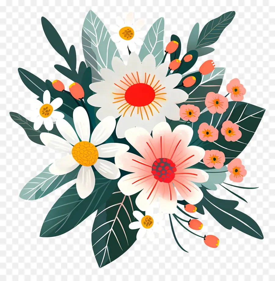 Bouquet De Marguerites，Fleurs PNG