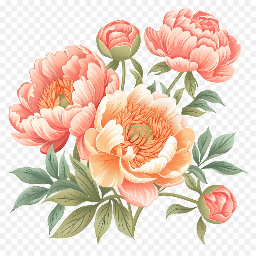 Bouquet De Pivoines，Pivoines PNG