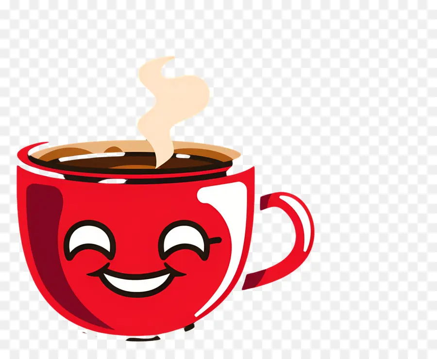 Tasse à Café Rouge，Tasse à Café Souriante PNG