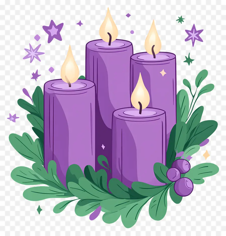 Bougies De L'avent，Bougies Violettes PNG