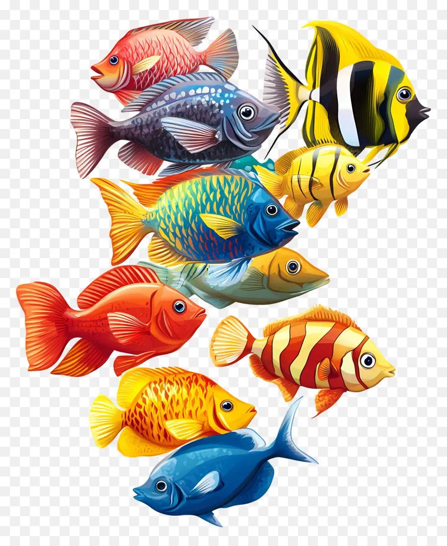 Groupe De Poissons，Poisson Coloré PNG