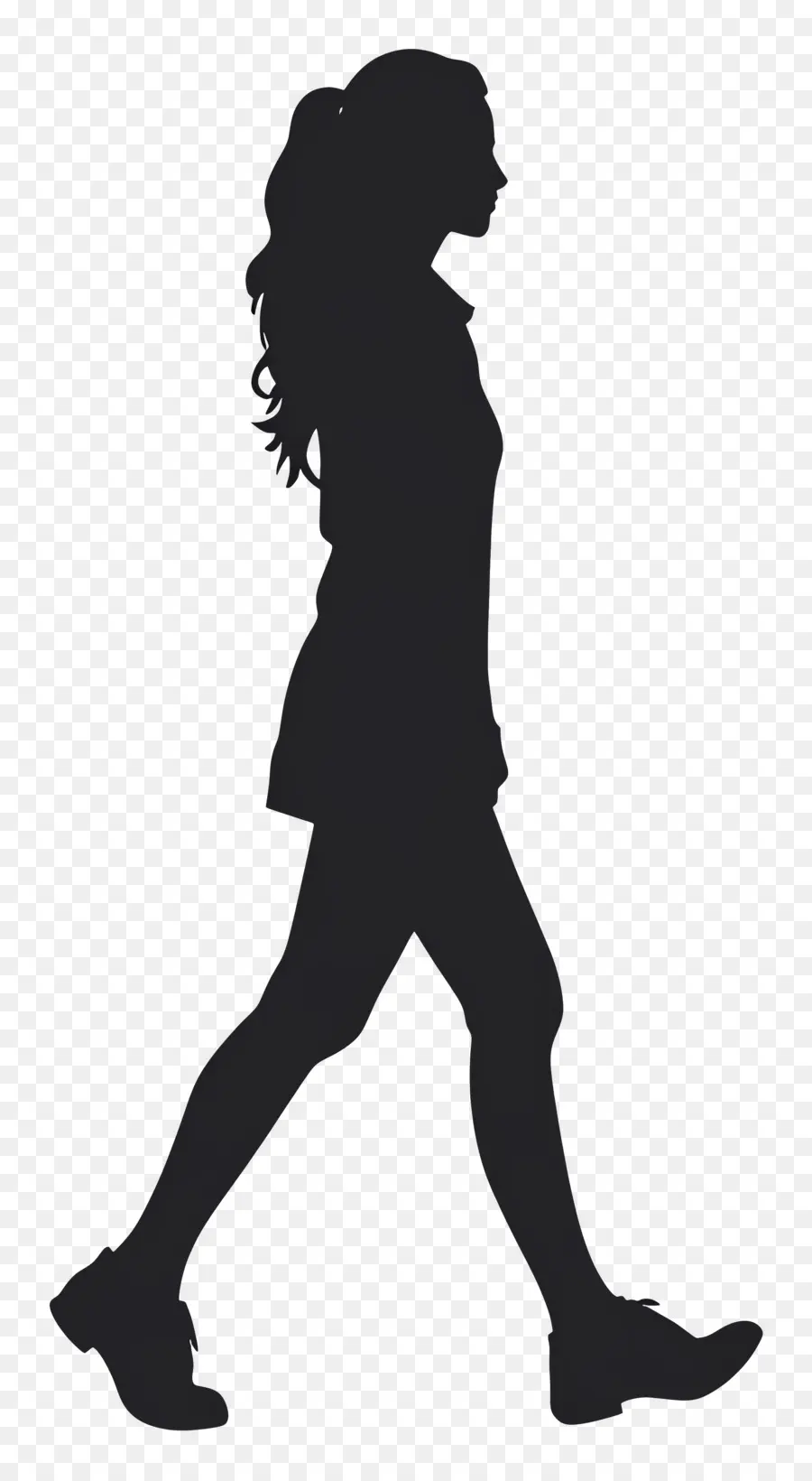 Silhouette Féminine Marchant，Silhouette PNG