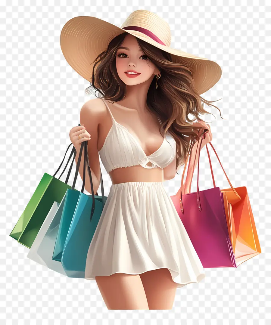 Fille Commerçante，Femme Achats PNG