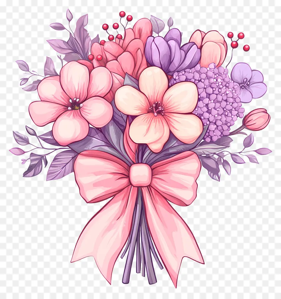 Bouquet Rose，Fleurs PNG