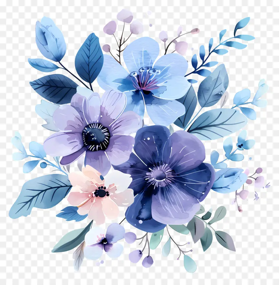 Bouquet Bleu，Composition Florale PNG