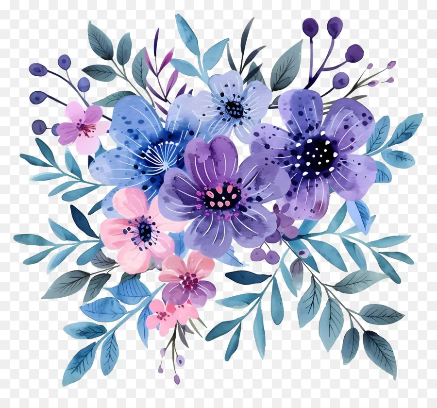 Bouquet Bleu，Composition Florale PNG