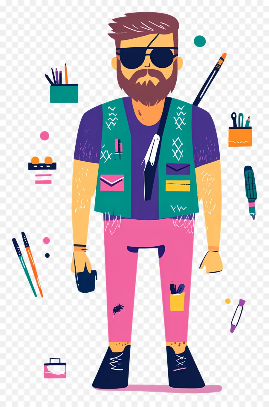 Personnage De Dessin Animé，Homme Hipster PNG