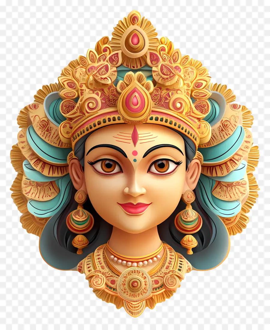 Maha Saptami，Visage De Déesse PNG