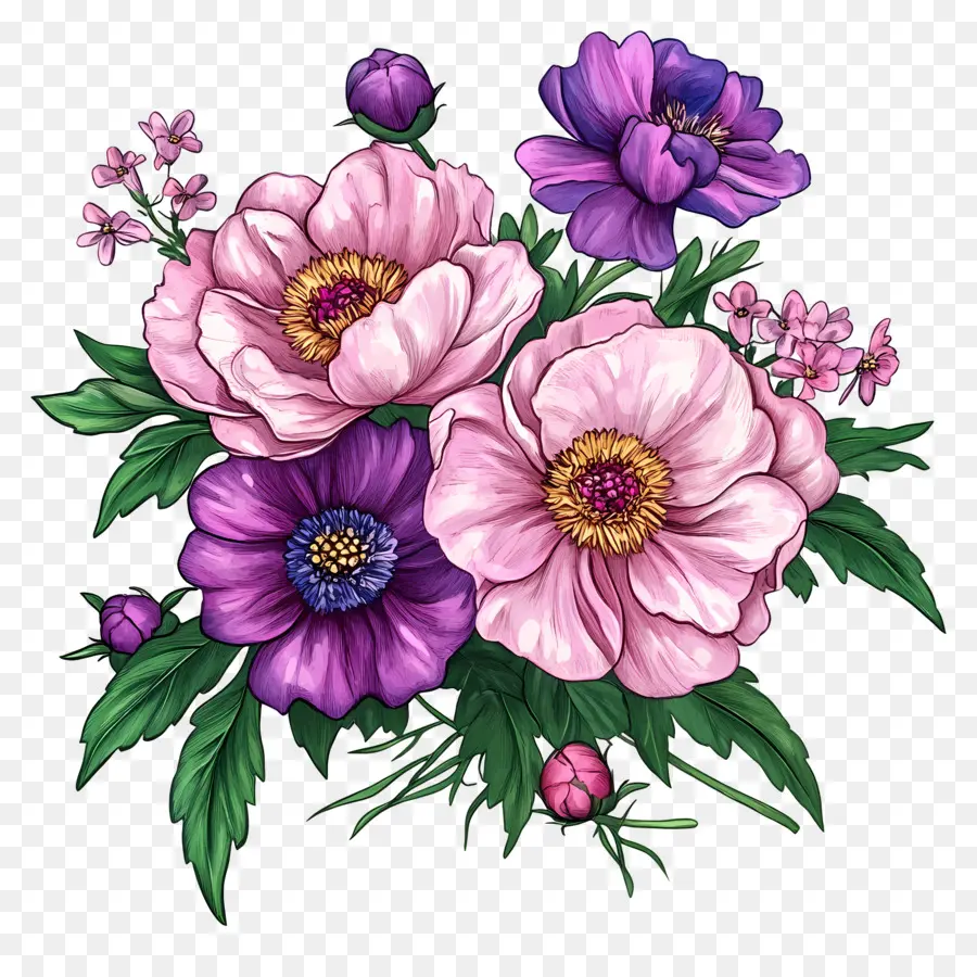 Bouquet Rose，Fleurs Roses PNG