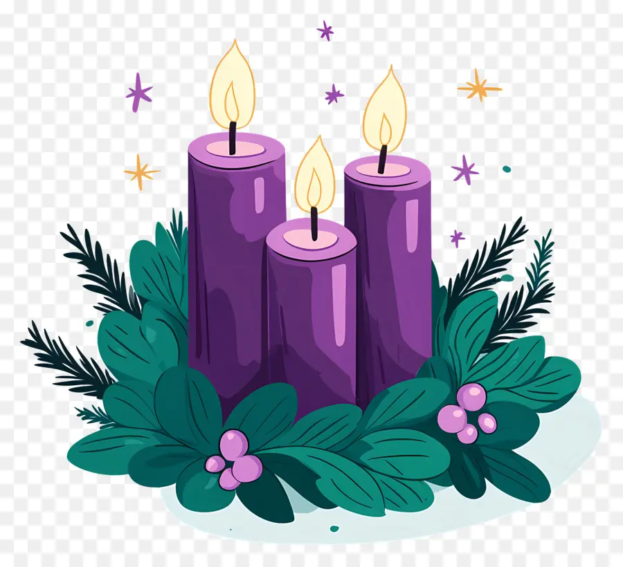 Bougies De L'avent，Bougies Violettes PNG