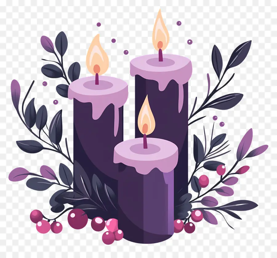 Bougies De L'avent，Bougies Violettes PNG