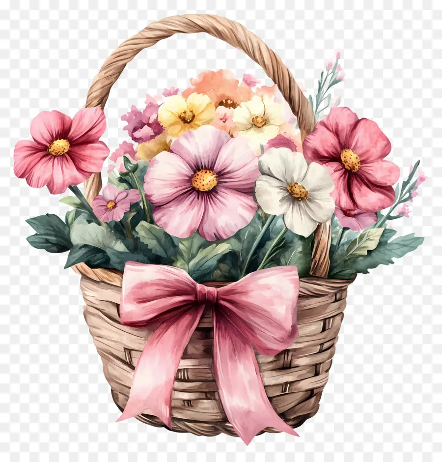 Panier De Fleurs D'anniversaire，Panier De Fleurs PNG