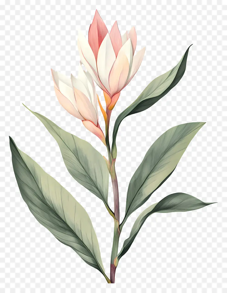 Fleur Tropicale，Fleur Rose Et Blanche PNG