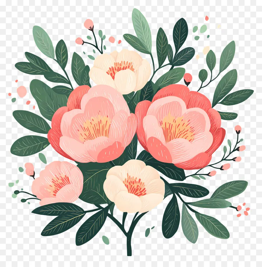 Bouquet De Pivoines，Fleurs PNG