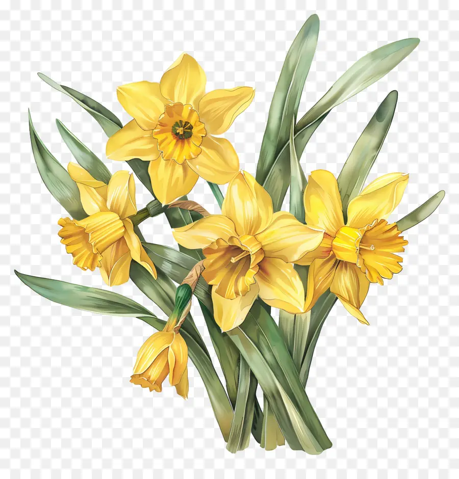 Bouquet De Jonquilles Jaunes，Jonquille PNG