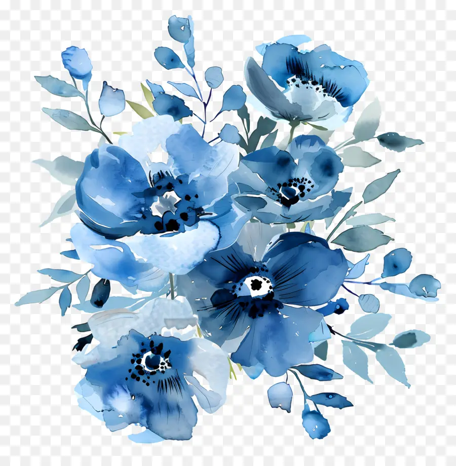 Bouquet Bleu，Fleurs Bleues PNG