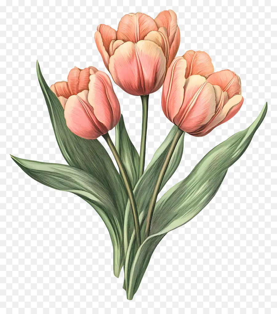 Bouquet De Tulipes，Tulipes Roses PNG