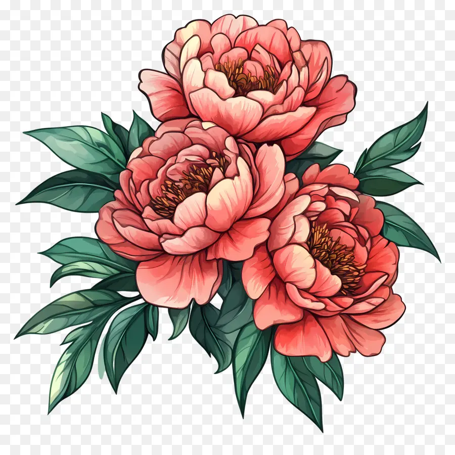 Bouquet De Pivoines，Fleurs De Pivoine PNG