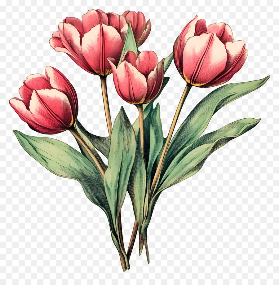 Bouquet De Tulipes，Tulipes Roses PNG