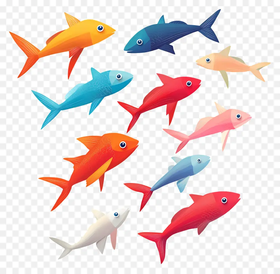 Groupe De Poissons，Poisson Coloré PNG