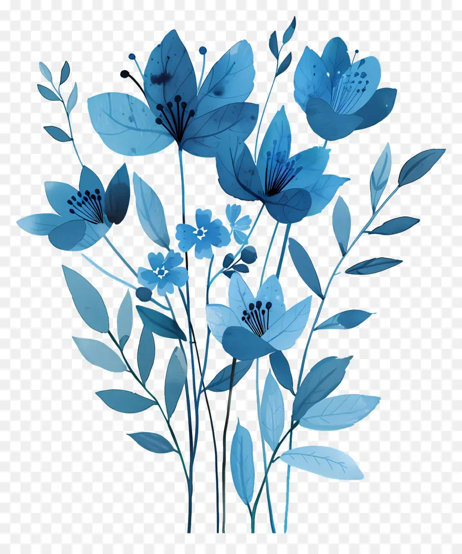 Bouquet Bleu，Fleurs Bleues PNG