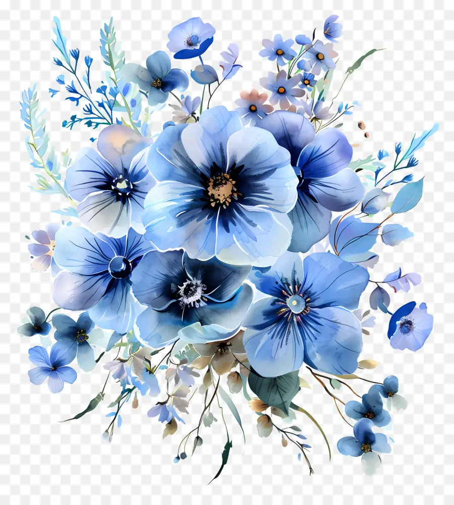 Bouquet Bleu，Composition Florale PNG