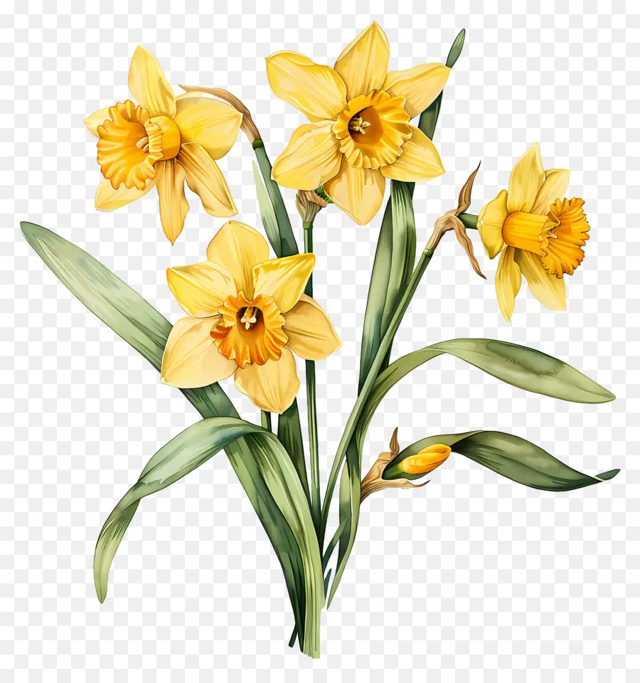 Bouquet De Jonquilles Jaunes，Jonquille PNG