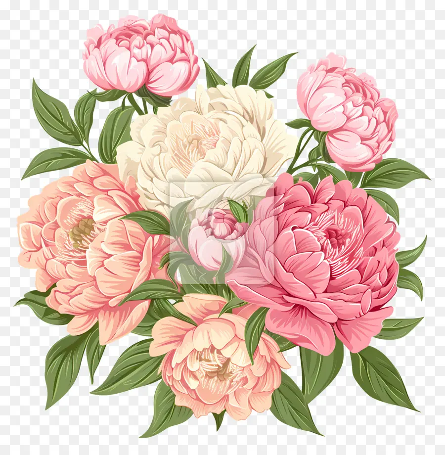 Bouquet De Pivoines，Fleurs De Pivoine PNG